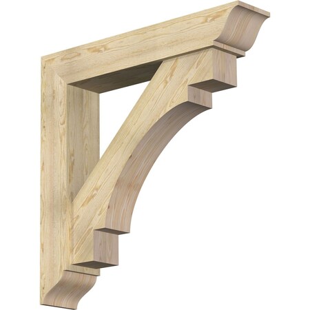 Ekena Millwork Merced Traditional Rough Sawn Bracket w/ Offset Brace, Douglas Fir, 8"W x 42"D x 42"H BKT0806X42X42MRC01RDF